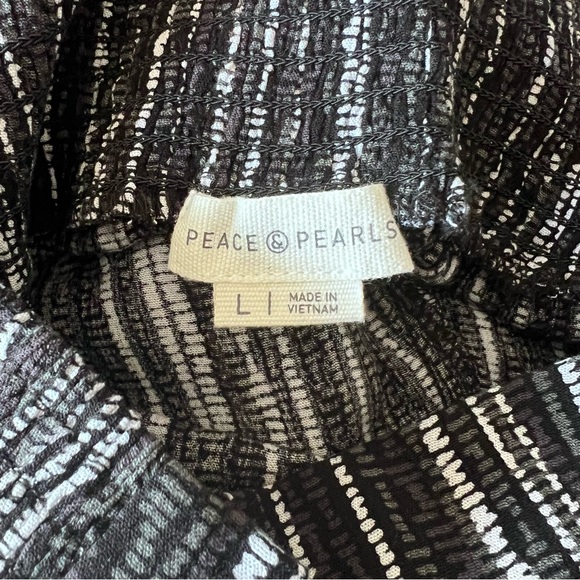 Hi Rise Wide Leg Smocked Wide Elastic Waistband Drawcord Pants Large - Picture 7 of 12